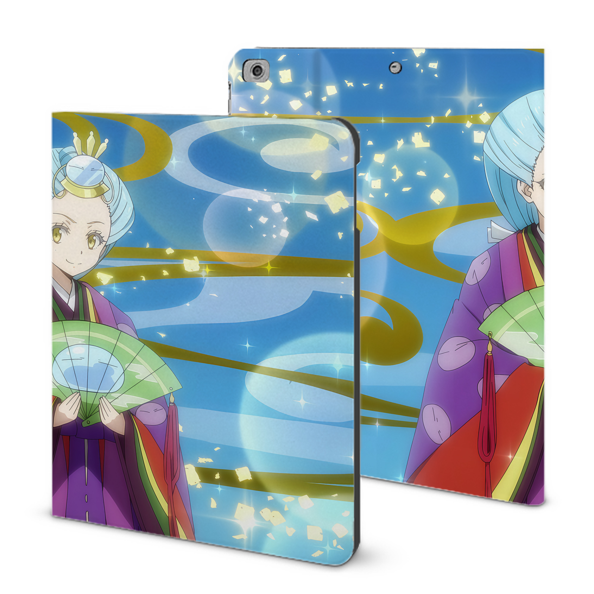 （画像用） 転スラ Regarding Reincarnated to Slime IPad ケース ブック型 PUレザー TPU 耐衝撃 軽量 薄型 ペン収納なし 全面保護 IPad 各モデル対応